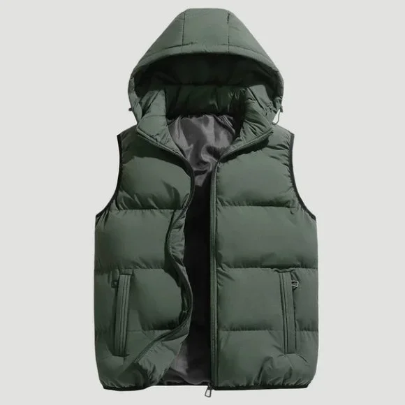 Army Green Mens Puffer Vest - Picture 1 of 4